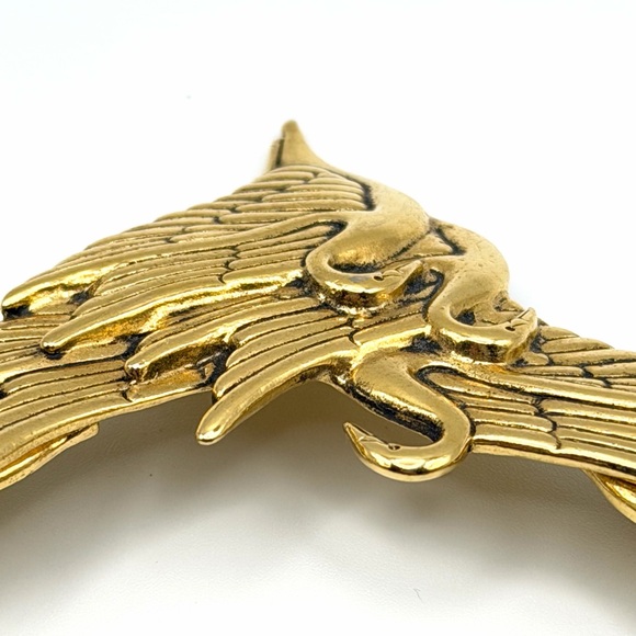 Vintage 80s Laurel Burch Swan Wing Gold Tone Choker Collar Necklace 16” - Picture 8 of 16